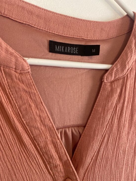 Mikarose Women's Size M Dusty Rose Short-Sleeve Tiered Midi Dress 100% Rayon - Picture 2 of 7